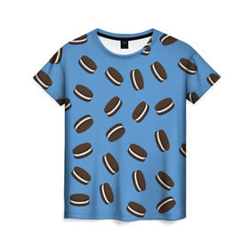Женская футболка 3D с принтом Oreo в Кировске, 100% полиэфир ( синтетическое хлопкоподобное полотно) | прямой крой, круглый вырез горловины, длина до линии бедер | cookie | food | oreo | pattern | vegetarian | вегетарианство | еда | орео | паттерн | печеньки | правильное питание