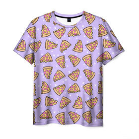 Мужская футболка 3D с принтом Пицца Мун в Кировске, 100% полиэфир | прямой крой, круглый вырез горловины, длина до линии бедер | Тематика изображения на принте: food | pattern | pizza | sailor moon | еда | паттерн | пицца | сейлор мун
