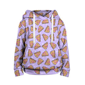 Детская толстовка 3D с принтом Пицца Мун в Кировске, 100% полиэстер | двухслойный капюшон со шнурком для регулировки, мягкие манжеты на рукавах и по низу толстовки, спереди карман-кенгуру с мягким внутренним слоем | food | pattern | pizza | sailor moon | еда | паттерн | пицца | сейлор мун