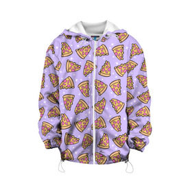 Детская куртка 3D с принтом Пицца Мун в Кировске, 100% полиэстер | застежка — молния, подол и капюшон оформлены резинкой с фиксаторами, по бокам — два кармана без застежек, один потайной карман на груди, плотность верхнего слоя — 90 г/м2; плотность флисового подклада — 260 г/м2 | Тематика изображения на принте: food | pattern | pizza | sailor moon | еда | паттерн | пицца | сейлор мун