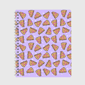 Тетрадь с принтом Пицца Мун в Кировске, 100% бумага | 48 листов, плотность листов — 60 г/м2, плотность картонной обложки — 250 г/м2. Листы скреплены сбоку удобной пружинной спиралью. Уголки страниц и обложки скругленные. Цвет линий — светло-серый
 | Тематика изображения на принте: food | pattern | pizza | sailor moon | еда | паттерн | пицца | сейлор мун