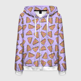 Мужская толстовка 3D на молнии с принтом Пицца Мун в Кировске, 100% полиэстер | длина до линии бедра, манжеты и пояс оформлены мягкой тканевой резинкой, двухслойный капюшон со шнурком для регулировки, спереди молния, по бокам два кармана | food | pattern | pizza | sailor moon | еда | паттерн | пицца | сейлор мун