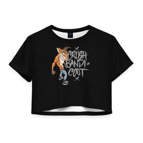 Женская футболка Cropp-top с принтом Crush Bandicoot в Кировске, 100% полиэстер | круглая горловина, длина футболки до линии талии, рукава с отворотами | crash | бандикут | краш | крэш
