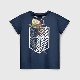 Детская футболка 3D с принтом Эрвин Смит в Кировске, 100% гипоаллергенный полиэфир | прямой крой, круглый вырез горловины, длина до линии бедер, чуть спущенное плечо, ткань немного тянется | аниме | атака титанов | смит | чиби | эрвин