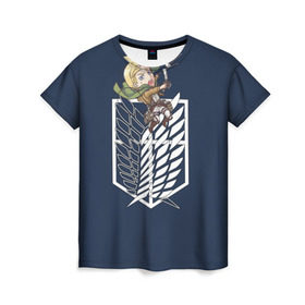 Женская футболка 3D с принтом Эрвин Смит в Кировске, 100% полиэфир ( синтетическое хлопкоподобное полотно) | прямой крой, круглый вырез горловины, длина до линии бедер | Тематика изображения на принте: аниме | атака титанов | смит | чиби | эрвин
