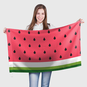 Флаг 3D с принтом Арбузная в Кировске, 100% полиэстер | плотность ткани — 95 г/м2, размер — 67 х 109 см. Принт наносится с одной стороны | food | pattern | vegan | vegetarian | watermelon | арбуз | веган | вегетарианство | еда | паттерн