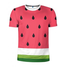 Мужская футболка 3D спортивная с принтом Арбузная в Кировске, 100% полиэстер с улучшенными характеристиками | приталенный силуэт, круглая горловина, широкие плечи, сужается к линии бедра | food | pattern | vegan | vegetarian | watermelon | арбуз | веган | вегетарианство | еда | паттерн