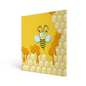 Холст квадратный с принтом Пчелка в Кировске, 100% ПВХ |  | животные | лето | мед | насекомые | природа | пчела | пчелка | соты