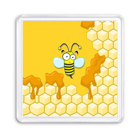 Магнит 55*55 с принтом Пчелка в Кировске, Пластик | Размер: 65*65 мм; Размер печати: 55*55 мм | животные | лето | мед | насекомые | природа | пчела | пчелка | соты