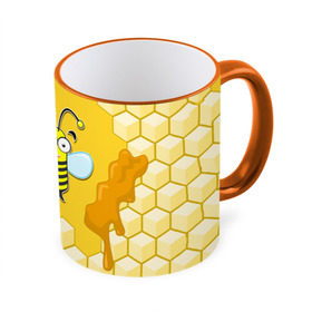 Кружка 3D с принтом Пчелка в Кировске, керамика | ёмкость 330 мл | Тематика изображения на принте: животные | лето | мед | насекомые | природа | пчела | пчелка | соты