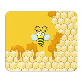 Коврик прямоугольный с принтом Пчелка в Кировске, натуральный каучук | размер 230 х 185 мм; запечатка лицевой стороны | животные | лето | мед | насекомые | природа | пчела | пчелка | соты