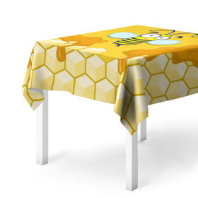 Скатерть 3D с принтом Пчелка в Кировске, 100% полиэстер (ткань не мнется и не растягивается) | Размер: 150*150 см | животные | лето | мед | насекомые | природа | пчела | пчелка | соты