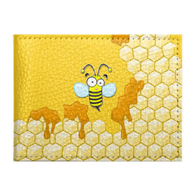Обложка для студенческого билета с принтом Пчелка в Кировске, натуральная кожа | Размер: 11*8 см; Печать на всей внешней стороне | животные | лето | мед | насекомые | природа | пчела | пчелка | соты