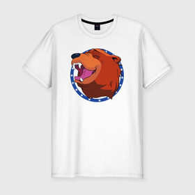 Мужская футболка премиум с принтом Bear for Hire в Кировске, 92% хлопок, 8% лайкра | приталенный силуэт, круглый вырез ворота, длина до линии бедра, короткий рукав | Тематика изображения на принте: bear for hire | far cry 5 | медведь | фар край 5