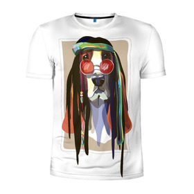 Мужская футболка 3D спортивная с принтом Reggae Dog в Кировске, 100% полиэстер с улучшенными характеристиками | приталенный силуэт, круглая горловина, широкие плечи, сужается к линии бедра | Тематика изображения на принте: хиппи