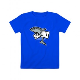 Детская футболка хлопок с принтом Дельфины в Кировске, 100% хлопок | круглый вырез горловины, полуприлегающий силуэт, длина до линии бедер | дельфин | дельфины | летние | лето | море | морская | отдых | отпуск | рыба | с дельфином