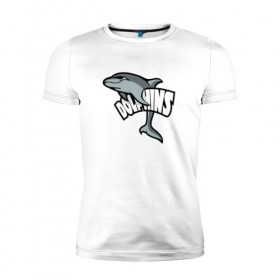 Мужская футболка премиум с принтом Дельфины в Кировске, 92% хлопок, 8% лайкра | приталенный силуэт, круглый вырез ворота, длина до линии бедра, короткий рукав | дельфин | дельфины | летние | лето | море | морская | отдых | отпуск | рыба | с дельфином