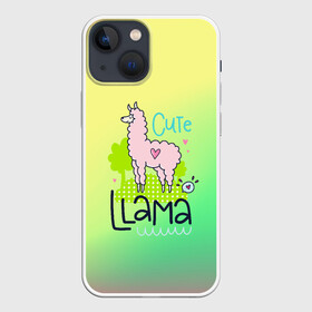 Чехол для iPhone 13 mini с принтом LAMA в Кировске,  |  | girl | lama | life | name | букет | девочки | дети | животные | лама | позитив | радуга | смайл | счастье