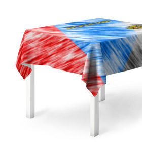 Скатерть 3D с принтом Российский флаг с гербом в Кировске, 100% полиэстер (ткань не мнется и не растягивается) | Размер: 150*150 см | 