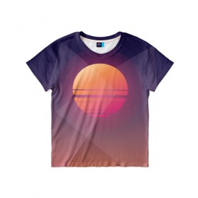 Детская футболка 3D с принтом Заход Солнца Ретро в Кировске, 100% гипоаллергенный полиэфир | прямой крой, круглый вырез горловины, длина до линии бедер, чуть спущенное плечо, ткань немного тянется | 