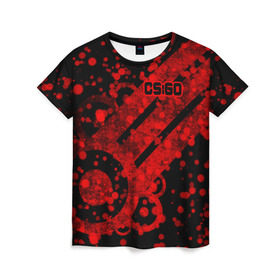Женская футболка 3D с принтом Counter Strike Red Style в Кировске, 100% полиэфир ( синтетическое хлопкоподобное полотно) | прямой крой, круглый вырез горловины, длина до линии бедер | cs go | global offensive | контр страйк | шутер