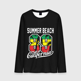 Мужской лонгслив 3D с принтом Калифорния в Кировске, 100% полиэстер | длинные рукава, круглый вырез горловины, полуприлегающий силуэт | beach | cali | california | summer | usa | для отдыха | для отпуска | калифорния | летние | лето | море | океан | отпуск | пальмы | пляж | сша
