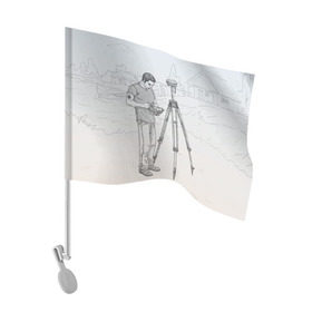 Флаг для автомобиля с принтом Парень с контроллером в Кировске, 100% полиэстер | Размер: 30*21 см | surveyor | геодезист | геодезия