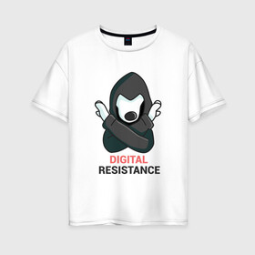 Женская футболка хлопок Oversize с принтом Digital Resistance Dog в Кировске, 100% хлопок | свободный крой, круглый ворот, спущенный рукав, длина до линии бедер
 | 