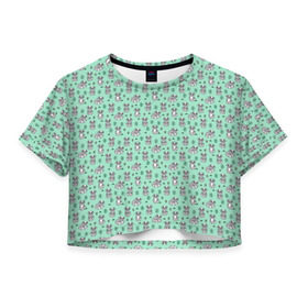 Женская футболка 3D укороченная с принтом Енотики в Кировске, 100% полиэстер | круглая горловина, длина футболки до линии талии, рукава с отворотами | cute | raccoon | в полоску | енот | енотик | лес | лесной | милый | осенний | полосатый