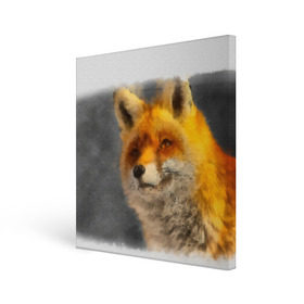 Холст квадратный с принтом Лиса в Кировске, 100% ПВХ |  | графика | животные | лиса | лисица | лисичка | природа | рыжая | хищник