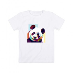 Детская футболка хлопок с принтом Панда в Кировске, 100% хлопок | круглый вырез горловины, полуприлегающий силуэт, длина до линии бедер | абстракция | медведь | медведь абстракция | панда | панда абстракция | панды | с абстракцией | с медведем | с пандой