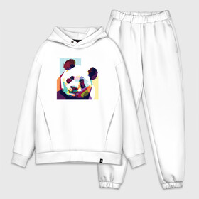 Мужской костюм хлопок OVERSIZE с принтом Панда в Кировске,  |  | абстракция | медведь | медведь абстракция | панда | панда абстракция | панды | с абстракцией | с медведем | с пандой