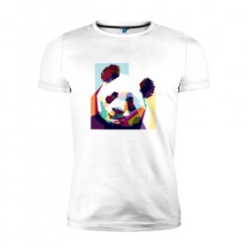 Мужская футболка премиум с принтом Панда в Кировске, 92% хлопок, 8% лайкра | приталенный силуэт, круглый вырез ворота, длина до линии бедра, короткий рукав | абстракция | медведь | медведь абстракция | панда | панда абстракция | панды | с абстракцией | с медведем | с пандой