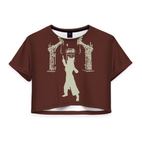 Женская футболка 3D укороченная с принтом Amanda Young | DBD в Кировске, 100% полиэстер | круглая горловина, длина футболки до линии талии, рукава с отворотами | amanda young | dbd | dead by daylight | pig | saw | дбд | пила | свинья
