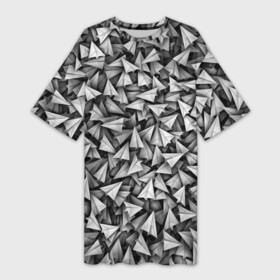 Платье-футболка 3D с принтом Бумажные самолетики в Кировске,  |  | telegram | белый | бумага | оригами | паттрен | самолет | самолетик | телеграмм