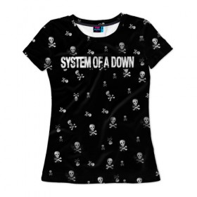 Женская футболка 3D с принтом System of a Down в Кировске, 100% полиэфир ( синтетическое хлопкоподобное полотно) | прямой крой, круглый вырез горловины, длина до линии бедер | system of a down | музыка | рок | рок группа