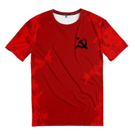Мужская футболка 3D с принтом USSR SPORT в Кировске, 100% полиэфир | прямой крой, круглый вырез горловины, длина до линии бедер | Тематика изображения на принте: 