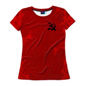 Женская футболка 3D с принтом USSR SPORT в Кировске, 100% полиэфир ( синтетическое хлопкоподобное полотно) | прямой крой, круглый вырез горловины, длина до линии бедер | 