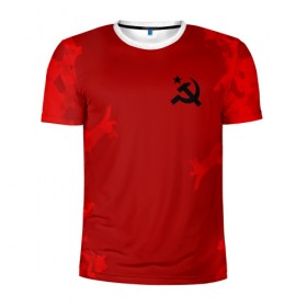 Мужская футболка 3D спортивная с принтом USSR SPORT в Кировске, 100% полиэстер с улучшенными характеристиками | приталенный силуэт, круглая горловина, широкие плечи, сужается к линии бедра | Тематика изображения на принте: 