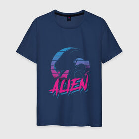 Мужская футболка хлопок с принтом Alien 80 в Кировске, 100% хлопок | прямой крой, круглый вырез горловины, длина до линии бедер, слегка спущенное плечо. | 80е | alien | вэйв | мода | ретро | ридли | скотт | хищник | чужой
