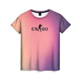 Женская футболка 3D с принтом CsGo Градиент в Кировске, 100% полиэфир ( синтетическое хлопкоподобное полотно) | прямой крой, круглый вырез горловины, длина до линии бедер | cs go | csgo | global offensive | контр страйк | контра
