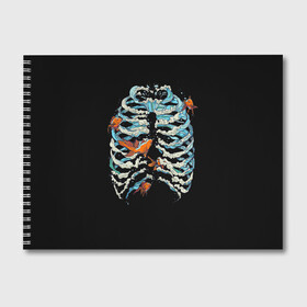 Альбом для рисования с принтом Ребра из Воды в Кировске, 100% бумага
 | матовая бумага, плотность 200 мг. | анатомия | вода | океан | рыбы | скелет