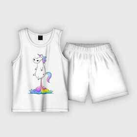 Детская пижама с шортами хлопок с принтом Единорог радуга в Кировске,  |  | rainbow | unicorn | радужный