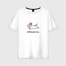 Женская футболка хлопок Oversize с принтом разгон джека в Кировске, 100% хлопок | свободный крой, круглый ворот, спущенный рукав, длина до линии бедер
 | джек | джек рассел | рассел | терьер