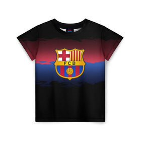 Детская футболка 3D с принтом Barcelona FC в Кировске, 100% гипоаллергенный полиэфир | прямой крой, круглый вырез горловины, длина до линии бедер, чуть спущенное плечо, ткань немного тянется | barcelona | spain | spanish | барса | барселона | испания | испанский | клуб | фк | футбол | футбольный