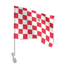 Флаг для автомобиля с принтом Хорватия домашняя форма 2018 в Кировске, 100% полиэстер | Размер: 30*21 см | 
