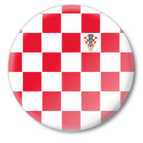 Значок с принтом Хорватия домашняя форма 2018 в Кировске,  металл | круглая форма, металлическая застежка в виде булавки | Тематика изображения на принте: 