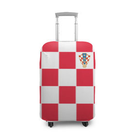 Чехол для чемодана 3D с принтом Хорватия домашняя форма 2018 в Кировске, 86% полиэфир, 14% спандекс | двустороннее нанесение принта, прорези для ручек и колес | 