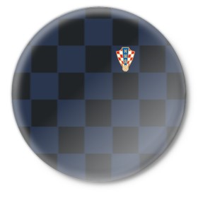 Значок с принтом Хорватия форма гостевая 2018 в Кировске,  металл | круглая форма, металлическая застежка в виде булавки | Тематика изображения на принте: 