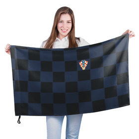 Флаг 3D с принтом Хорватия форма гостевая 2018 в Кировске, 100% полиэстер | плотность ткани — 95 г/м2, размер — 67 х 109 см. Принт наносится с одной стороны | 
